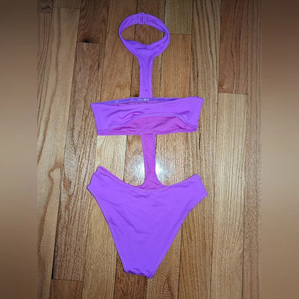 NWT SKIMS SWIM CUT OUT HALTER MONOKINI IN VIOLET